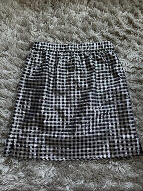J. Crew Black and White Gingham Mini Skirt